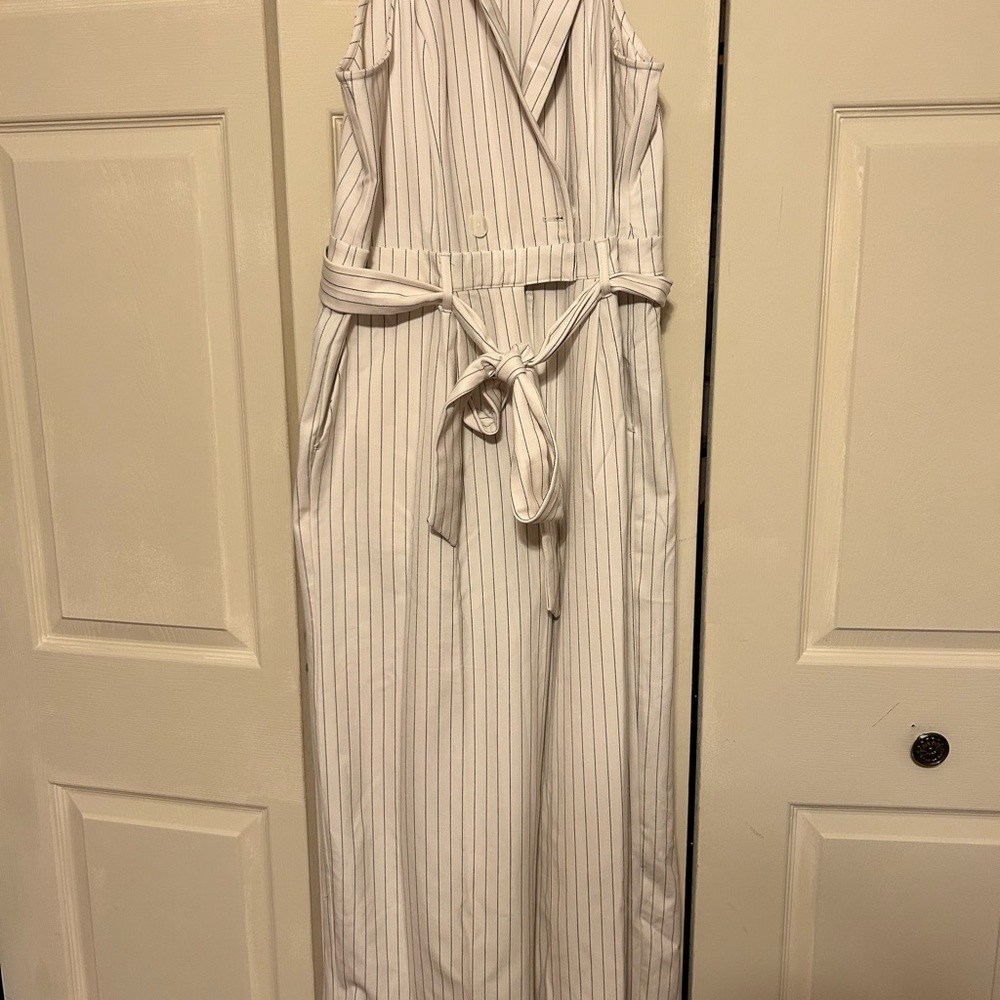 a new day Cream Pinstriped Jumpsuit